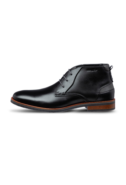Halbhoher Amalfi-Schnürschuh aus schwarzfarbenem Glattleder