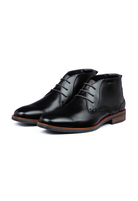 Halbhoher Amalfi-Schnürschuh aus schwarzfarbenem Glattleder