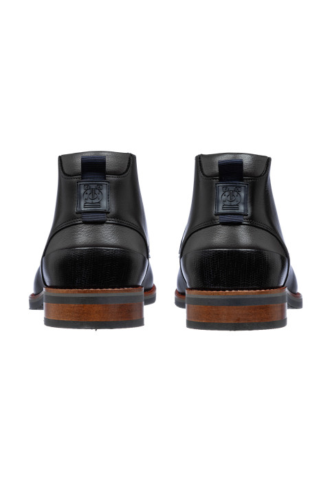 Halbhoher Amalfi-Schnürschuh aus schwarzfarbenem Glattleder