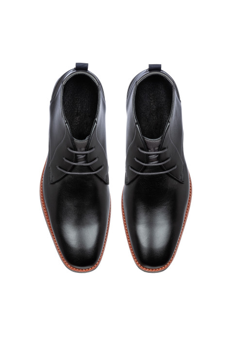 Halbhoher Amalfi-Schnürschuh aus schwarzfarbenem Glattleder