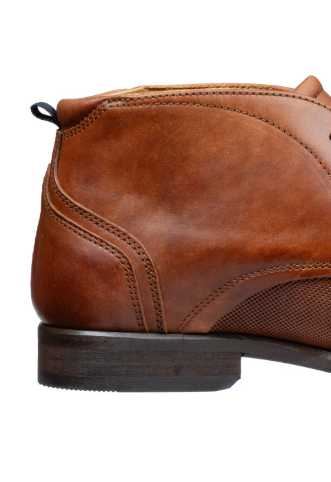 Halbhoher Schnürschuh Erasmo aus cognacfarbenem Glattleder