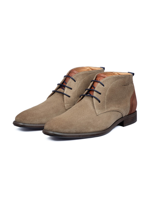 Halbhoher Schnürschuh Erasmo aus Wildleder in Taupe