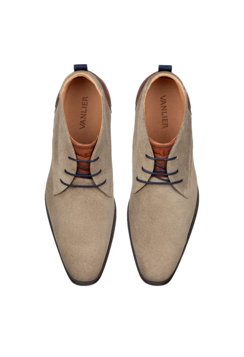 Halbhoher Schnürschuh Erasmo aus Wildleder in Taupe