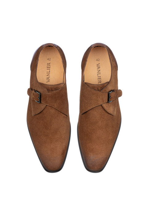 Cognacfarbener Wildleder-Schnallenschuh Erasmo