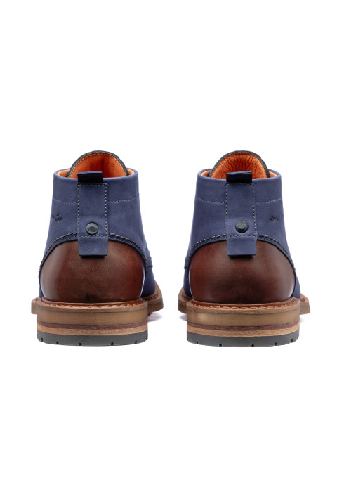 Halbhoher Dino-Schnürschuh aus blauem Glattleder