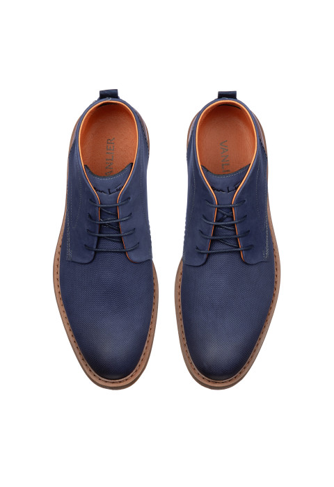 Halbhoher Dino-Schnürschuh aus blauem Glattleder