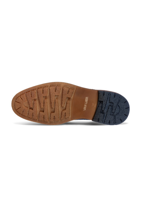 Halbhoher Dino-Schnürschuh aus blauem Glattleder