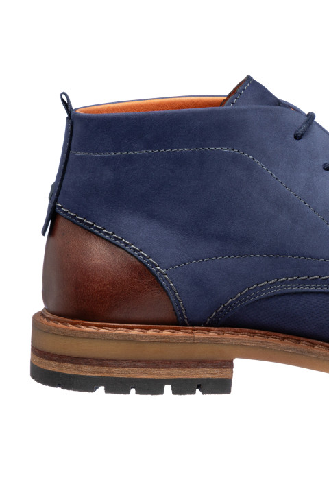 Halbhoher Dino-Schnürschuh aus blauem Glattleder