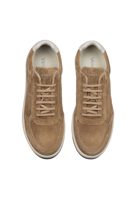 Sand beige Miami-sneaker aus Veloursleder