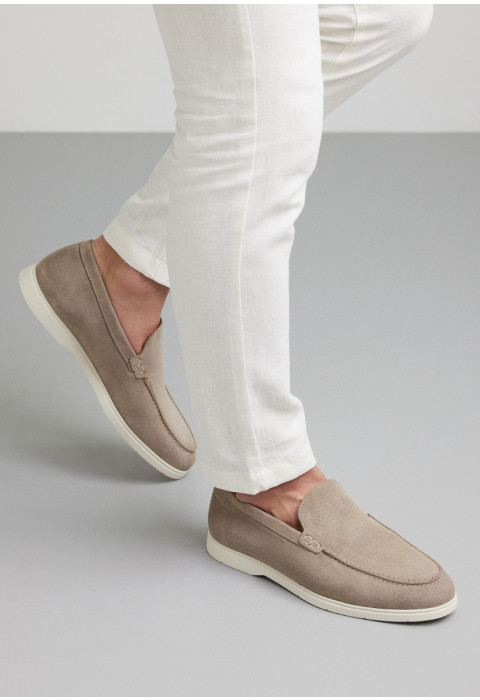 Ascona Slipper aus taupe Veloursleder