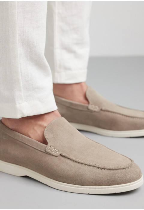 Ascona Slipper aus taupe Veloursleder