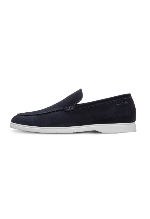 Ascona Slipper aus navy blue Veloursleder