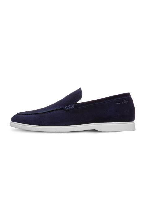 Ascona Slipper aus navy blue Veloursleder