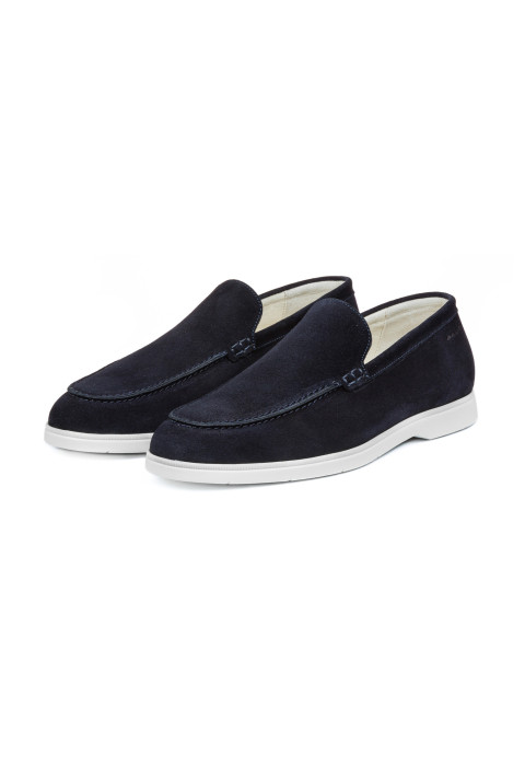 Ascona Slipper aus navy blue Veloursleder