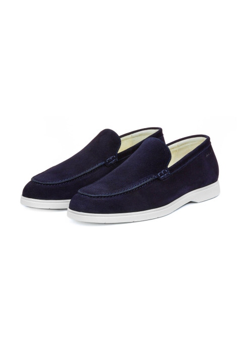 Ascona Slipper aus navy blue Veloursleder