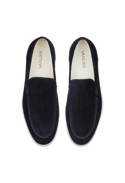 Ascona Slipper aus navy blue Veloursleder