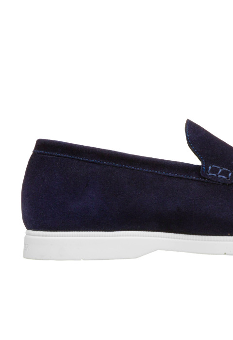 Ascona Slipper aus navy blue Veloursleder