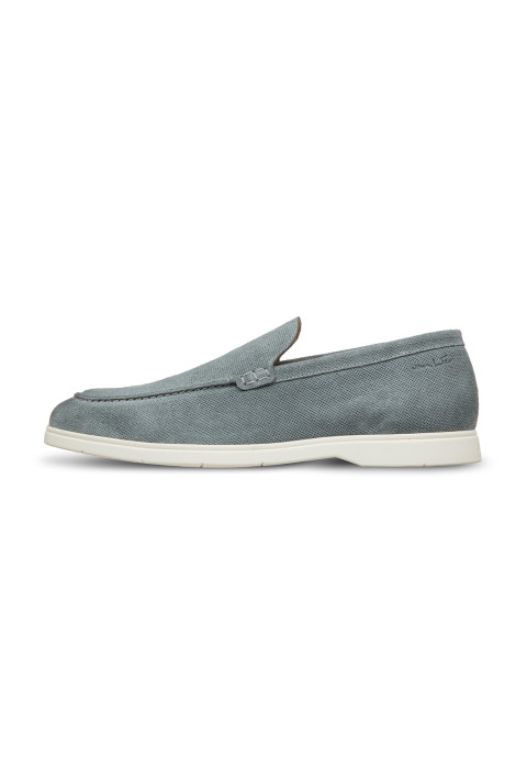 Ascona Slipper aus grau blau Veloursleder