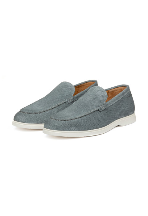 Ascona Slipper aus grau blau Veloursleder