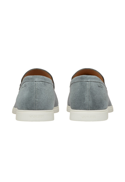 Ascona Slipper aus grau blau Veloursleder