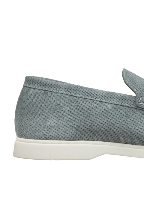 Ascona Slipper aus grau blau Veloursleder