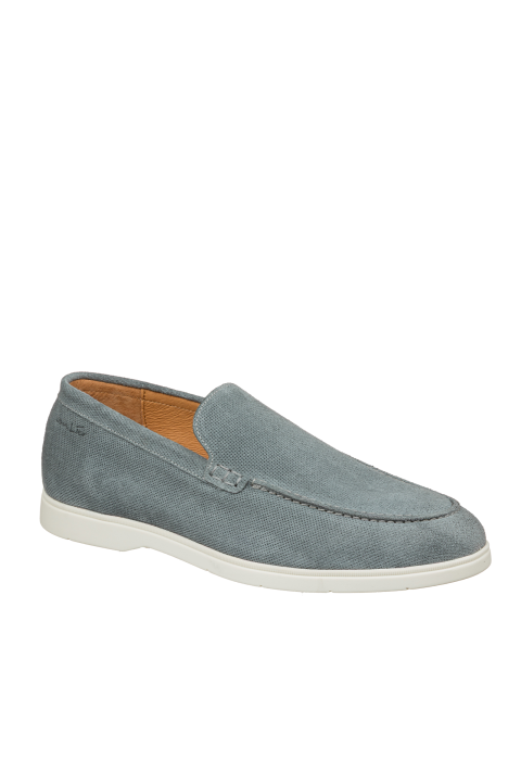 Ascona Slipper aus grau blau Veloursleder