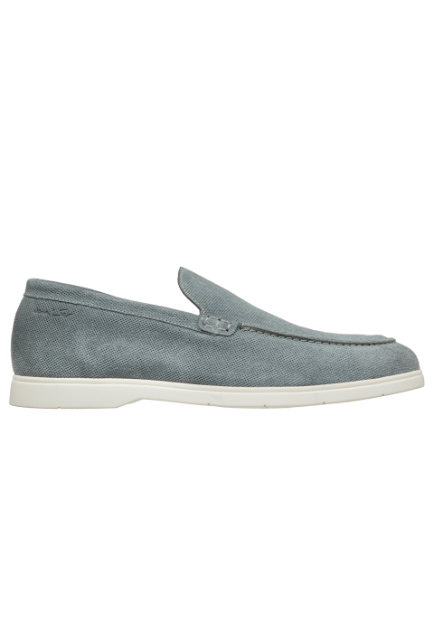 Ascona Slipper aus grau blau Veloursleder