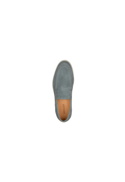 Ascona Slipper aus grau blau Veloursleder