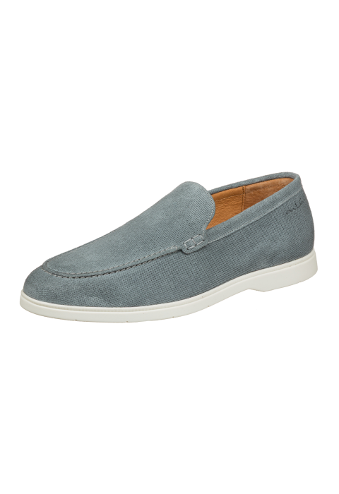 Ascona Slipper aus grau blau Veloursleder