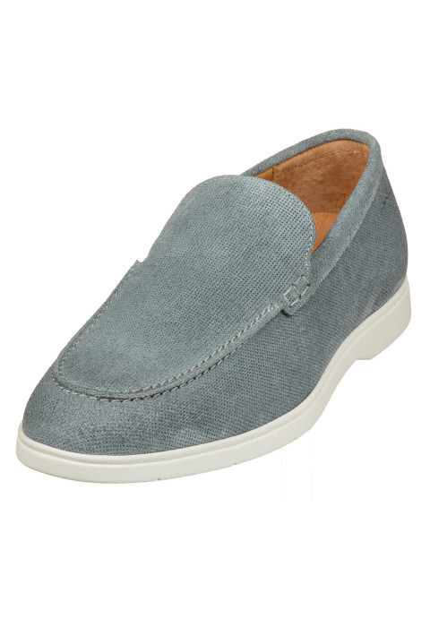 Ascona Slipper aus grau blau Veloursleder