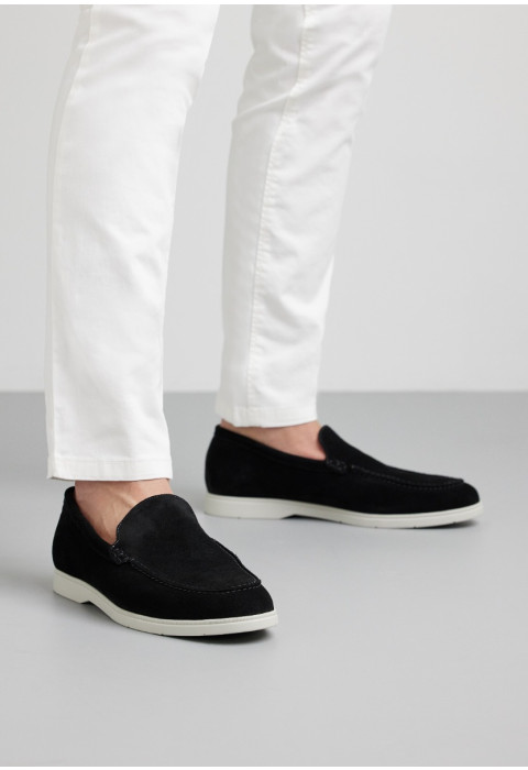 Ascona Slipper aus schwarz  Veloursleder