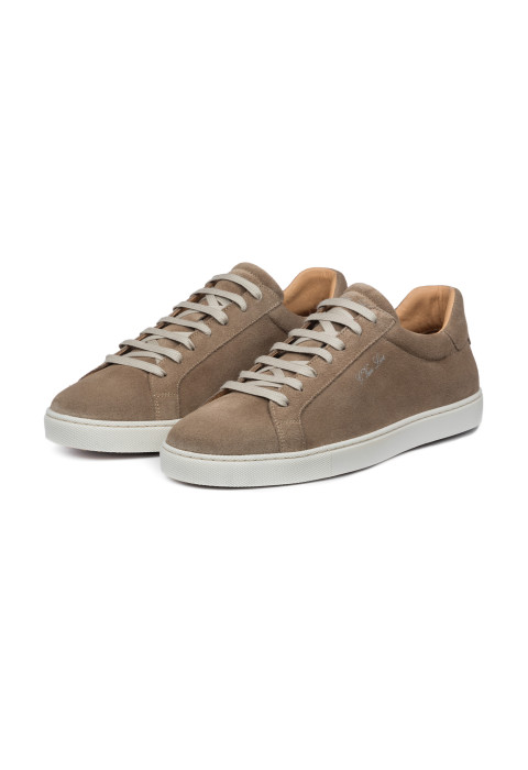 Napoli-Sneaker aus sandbeigem Veloursleder