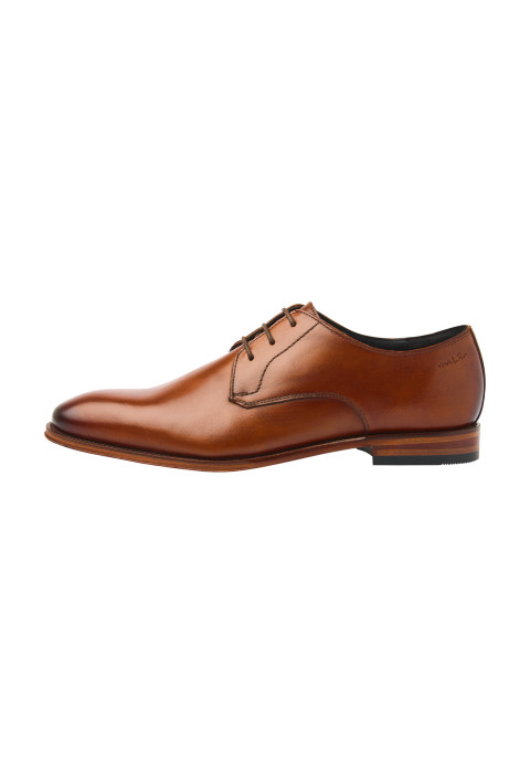 Cognacfarbener Glattleder-Schnürschuh Madison