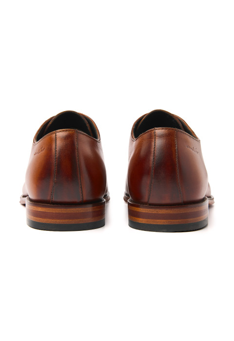Cognacfarbener Glattleder-Schnürschuh Madison