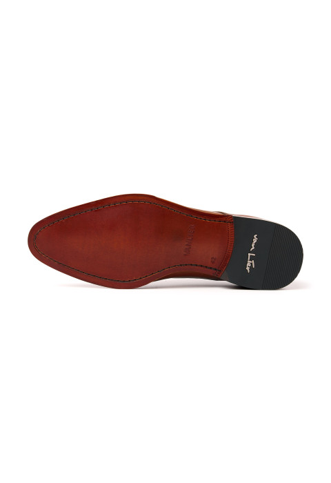 Cognacfarbener Glattleder-Schnürschuh Madison