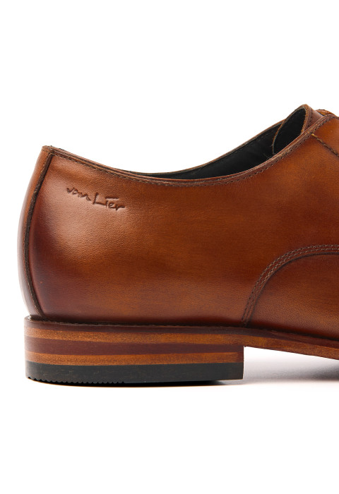 Cognacfarbener Glattleder-Schnürschuh Madison