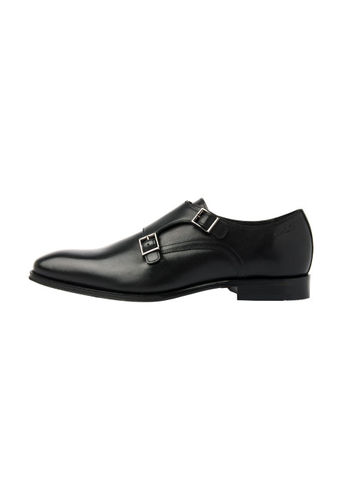 Schwarzer Madison-Schnallenschuh aus Glattleder