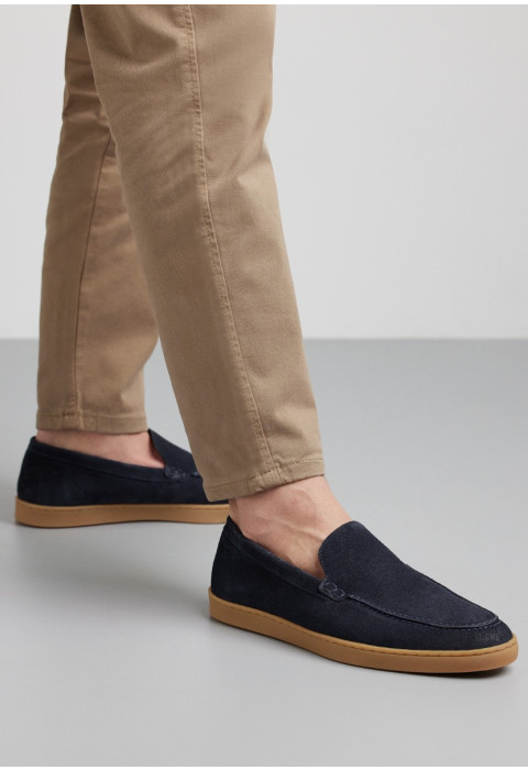 Lugano Slipper aus navy blue Wildleder