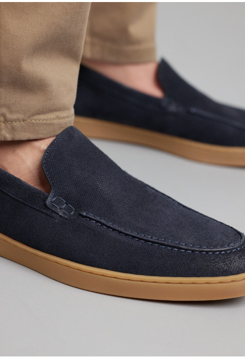 Lugano Slipper aus navy blue Wildleder