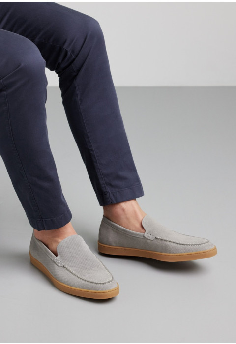 Lugano Slipper aus hell grau Wildleder