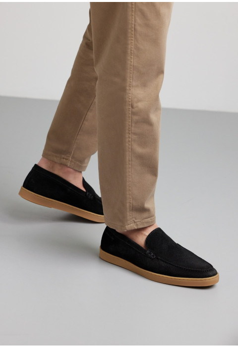 Lugano Slipper aus schwarz Wildleder