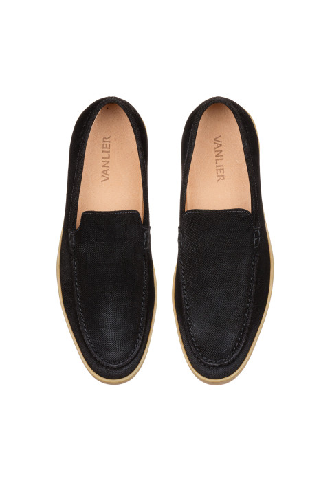 Lugano Slipper aus schwarz Wildleder