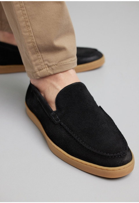 Lugano Slipper aus schwarz Wildleder