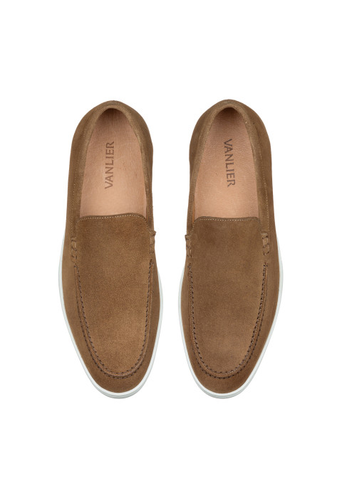 Lugano Slipper aus sand beige Veloursleder