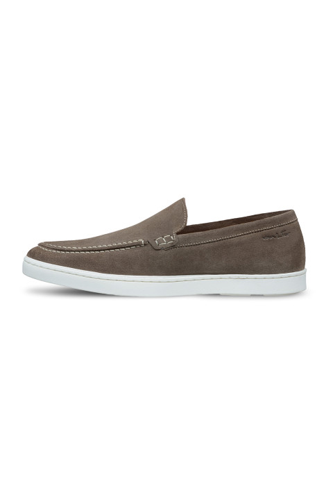 Lugano Slipper aus taupe Veloursleder