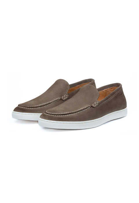 Lugano Slipper aus taupe Veloursleder