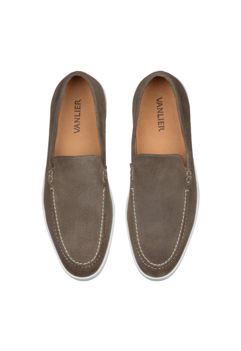 Lugano Slipper aus taupe Veloursleder