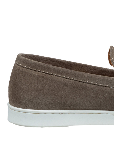 Lugano Slipper aus taupe Veloursleder