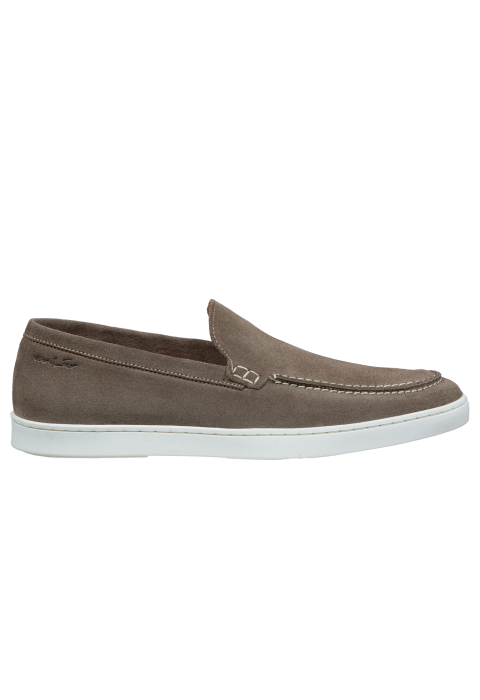 Lugano Slipper aus taupe Veloursleder