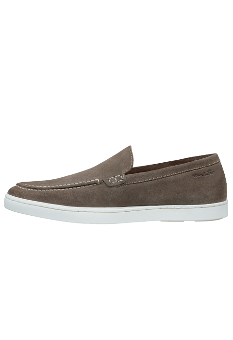 Lugano Slipper aus taupe Veloursleder